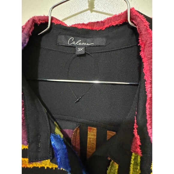 CALESAS TEXTURED VELVET MULTI COLOR JACKET/BLOUSE nwot size 3x - Picture 3 of 4